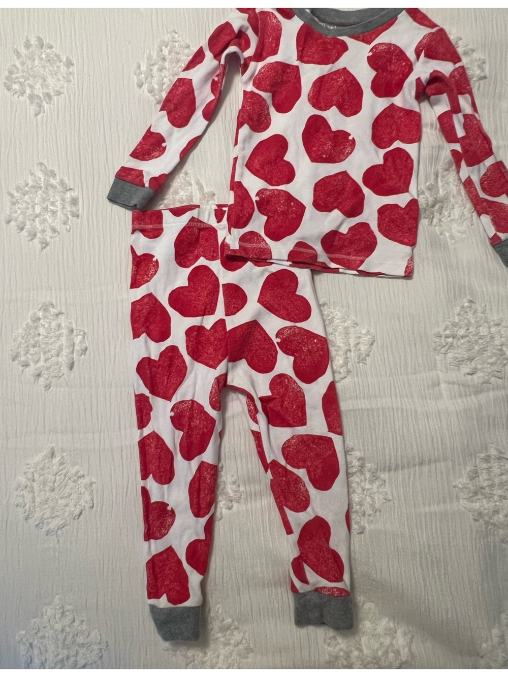 Burt's Bees Baby White and Red Heart Print Pajama Set